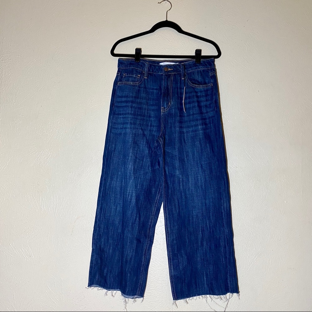 Disclosed High-Rise Wide Leg Crop Raw Hem Jeans